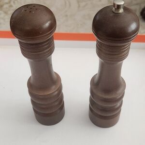 Vintage Salt Shaker Pepper Grinder 56's Made Japan Wood Large 10" Set MCM